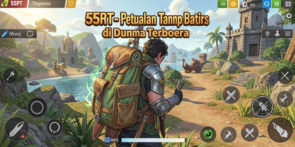 Tangkapan layar gameplay 55RT menampilkan petualangan seru di dunia terbuka.