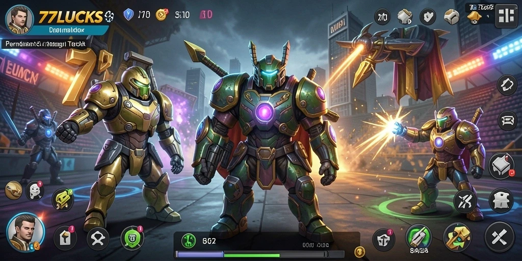 Screenshot gameplay <strong>77LUCKS</strong> yang menunjukkan pertempuran strategi yang intens.