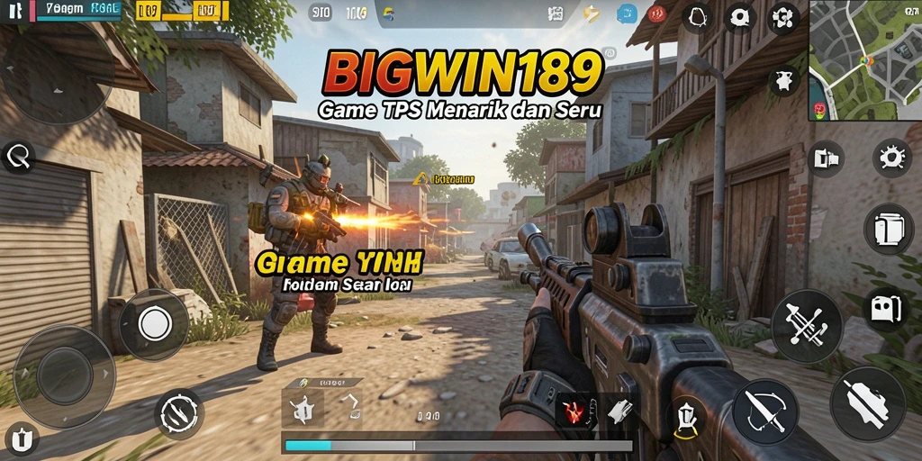 Screenshot gameplay BIGWIN189 menunjukkan aksi mendebarkan dalam pertempuran TPS.