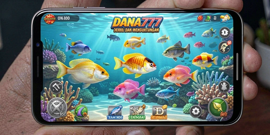 Screenshot menampilkan aksi seru saat berburu ikan di DANA777.