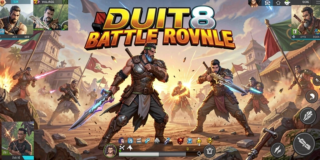 Tangkapan layar gameplay Battle Royale DUIT8 yang intens dan mendebarkan.