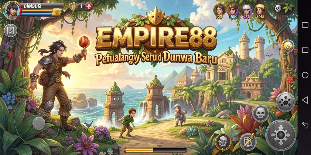 Screenshot gameplay EMPIRE88 yang mendebarkan dengan pemandangan alam yang indah.