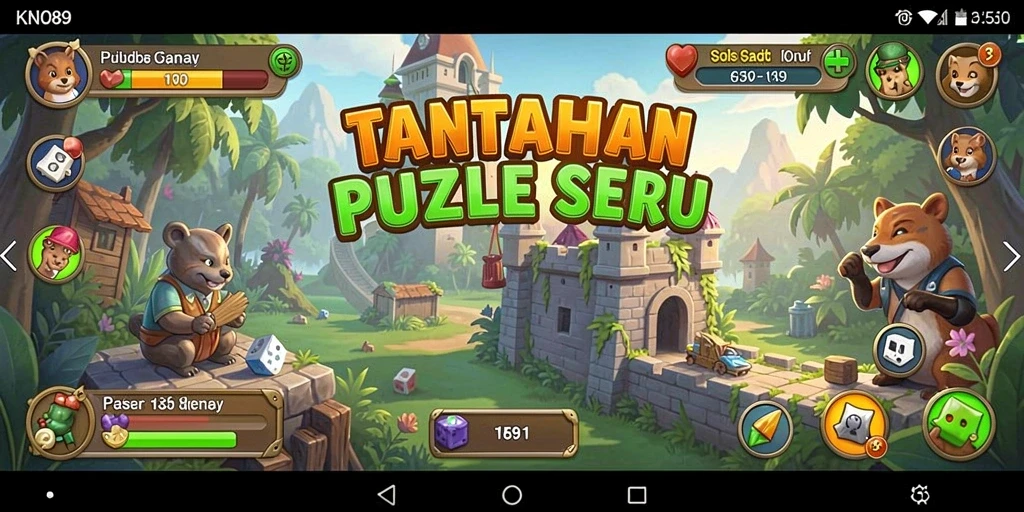 Screenshot gameplay KNO89 menampilkan tantangan puzzle yang menarik.