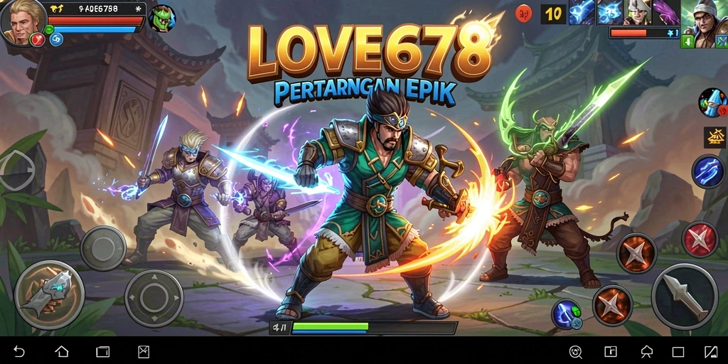 Tampilan gameplay LOVE678 dengan pertarungan yang intens