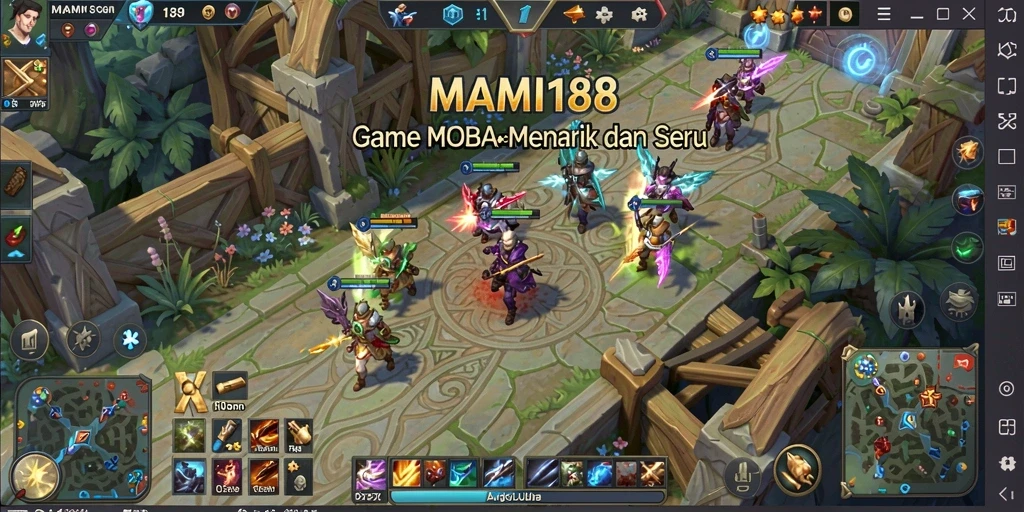 Tangkapan layar menampilkan aksi seru dalam game MOBA MAMI188.