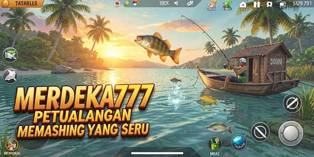 Tampilan gameplay seru di MERDEKA777 yang menunjukkan aksi memancing.