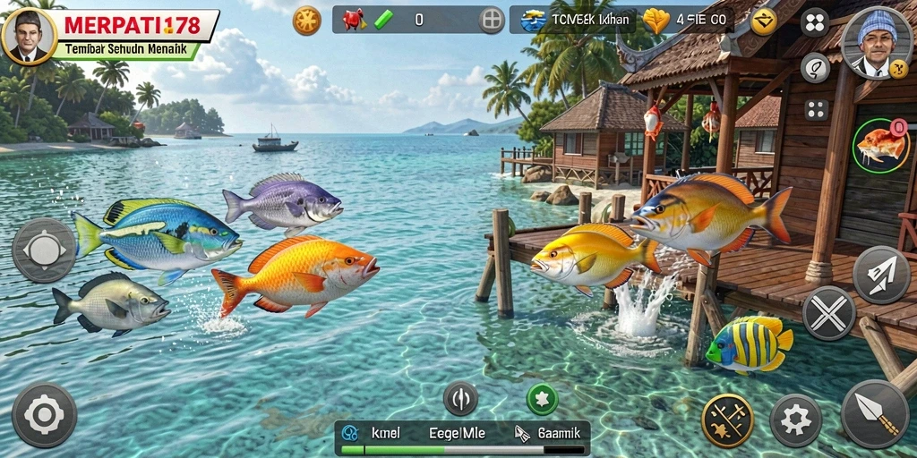 Tampilan gameplay menembak ikan yang seru dan mendebarkan.