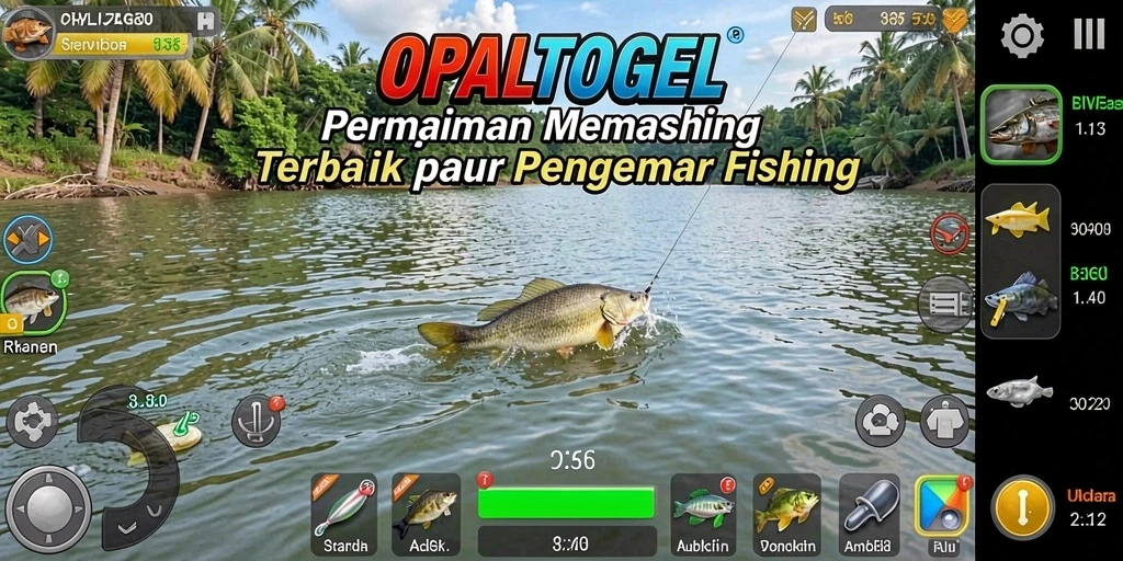 Tangkapan layar gameplay OPALTOGEL dengan grafik memukau saat memancing.