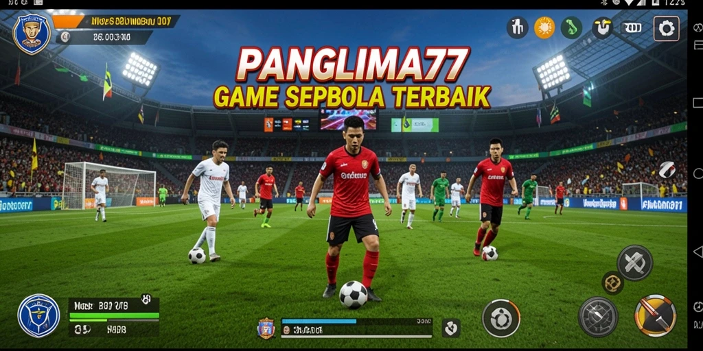 Tampilan gameplay seru dalam PANGLIMA77 dengan aksi sepak bola yang mendebarkan.