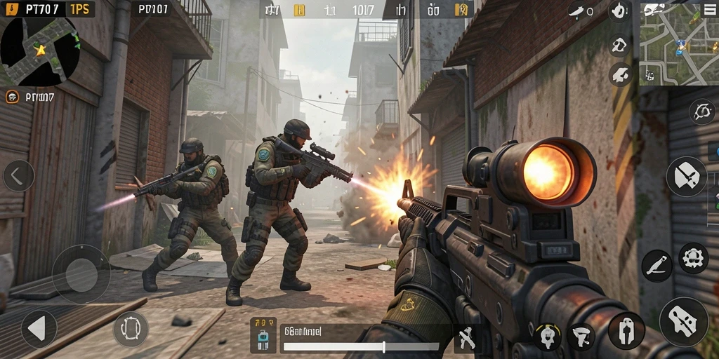Tampilan aksion seru dari gameplay PT707 dengan pertempuran intens.