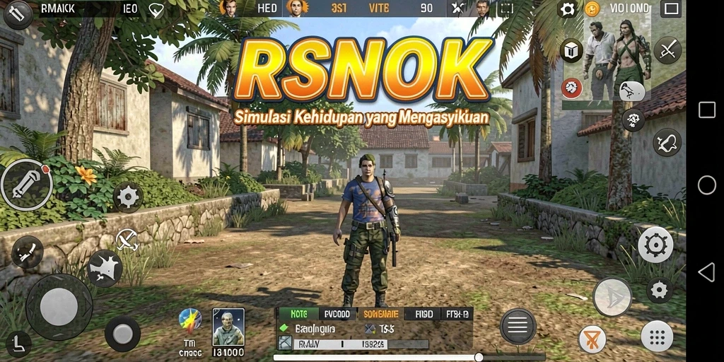 Tampilan gameplay RSNOK menampilkan simulasi kehidupan yang interaktif.