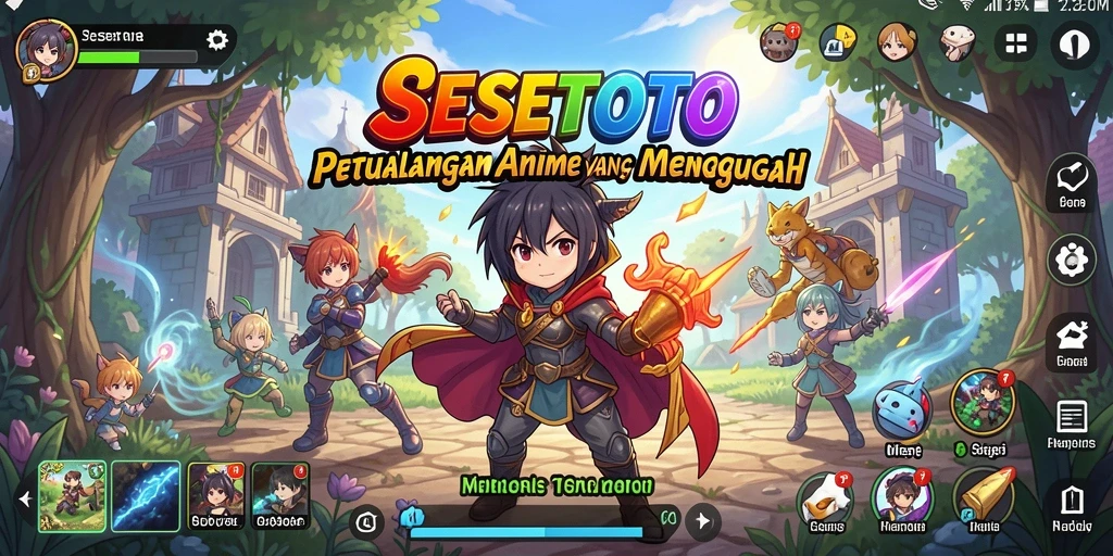 Screenshot utama SESETOTO yang menunjukkan aksi seru dalam permainan anime.