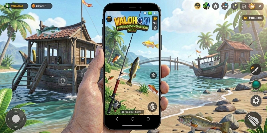 Gameplay seru saat memancing di VALOHOKI.